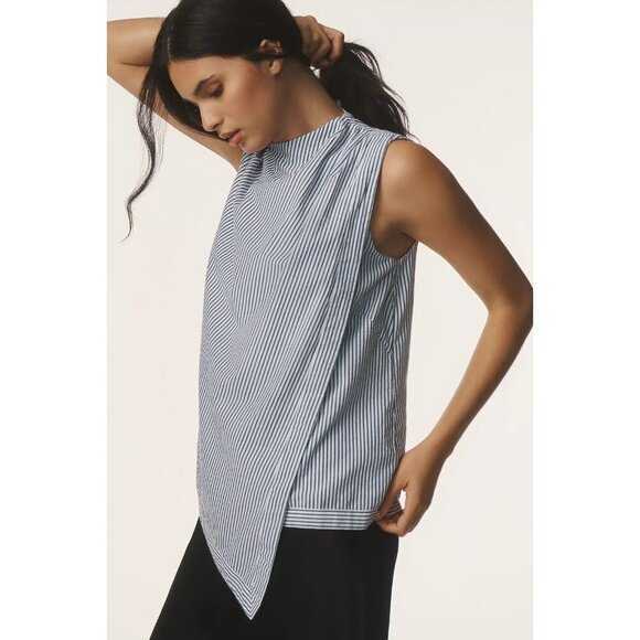 Anthropologie Maeve Nautical Preppy Stripe Asymmetrical Sleeveless Top size XL - Picture 4 of 12